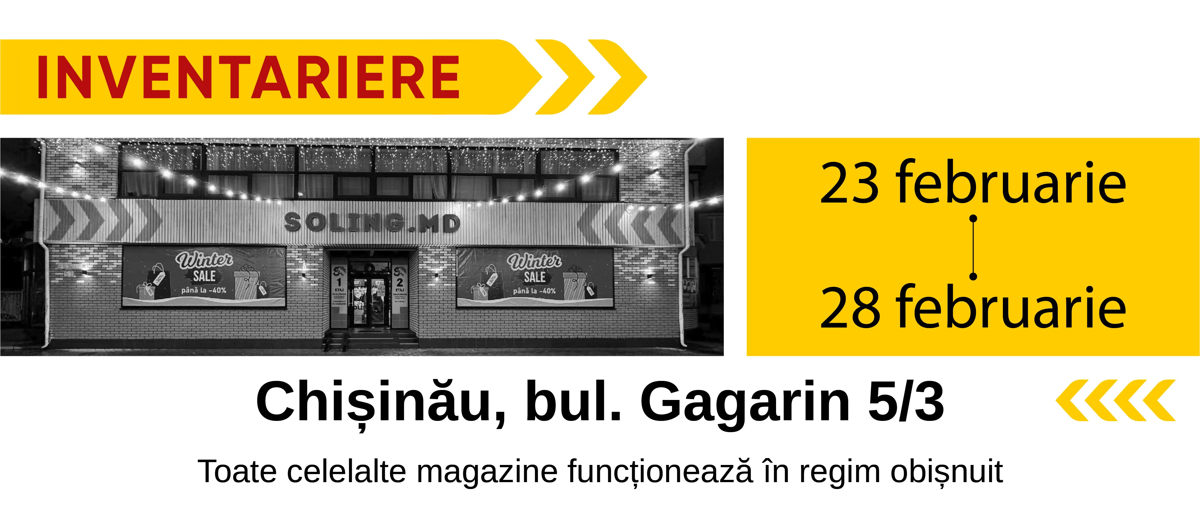 Atenție! Filiala de pe Bulevardul Gagarin va fi închisă pentru inventariere