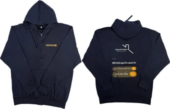 Imprimare DTF pe hanorac cu fermoar pentru compania Hidroprotect