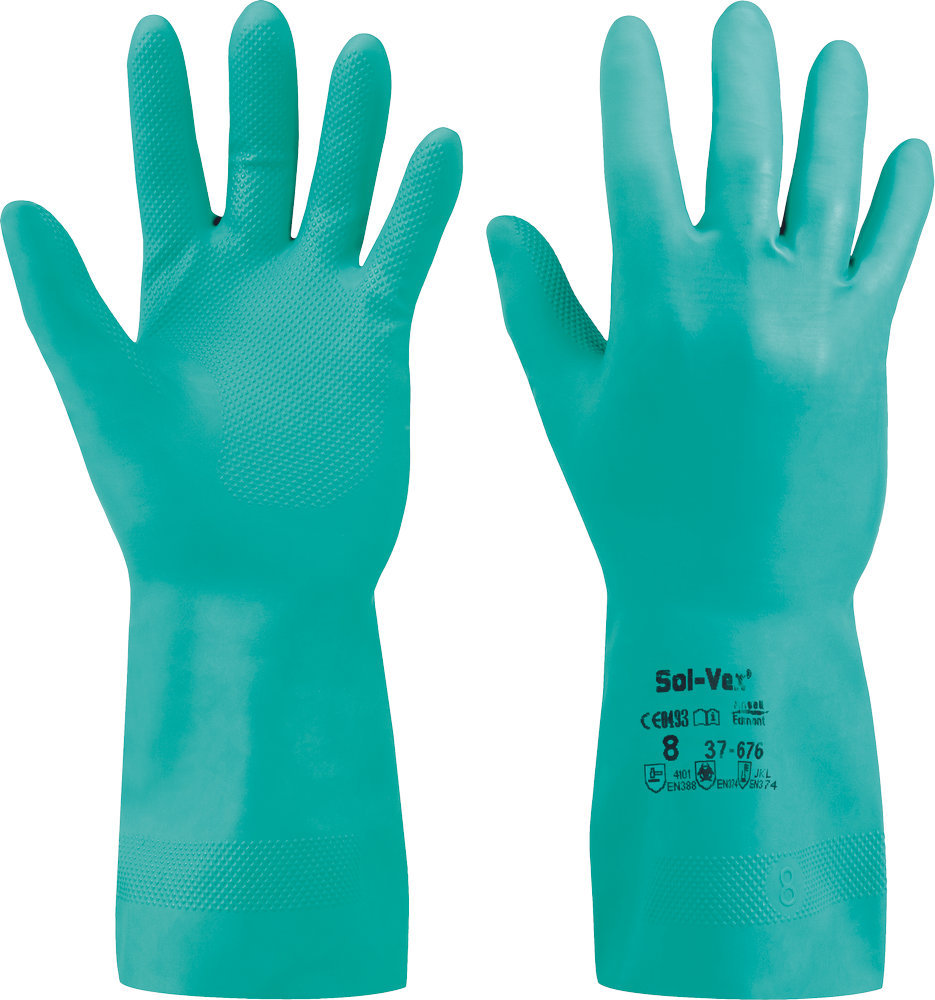 Химически стойкие перчатки Ansell 37-676/090 Sol-Vex Химически стойкие перчатки Ansell 37-676/090 Sol-Vex