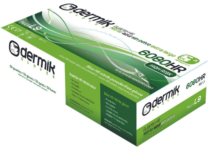 Перчатки одноразовые нитриловые Dermik 6080HR