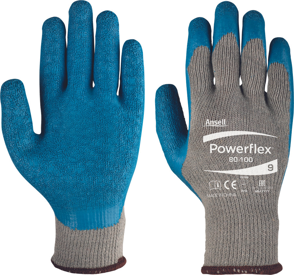 Перчатки Ansell 80-100 PowerFlex покрытые латексом