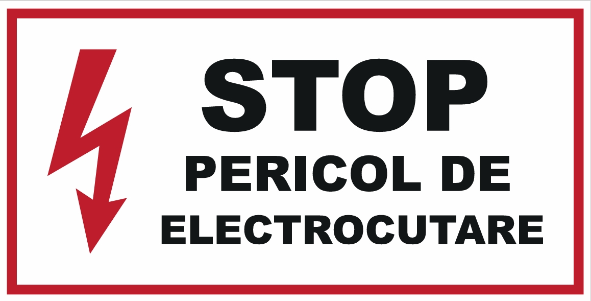Табличка „Stop pericol de electrocutare” 200*150 mm