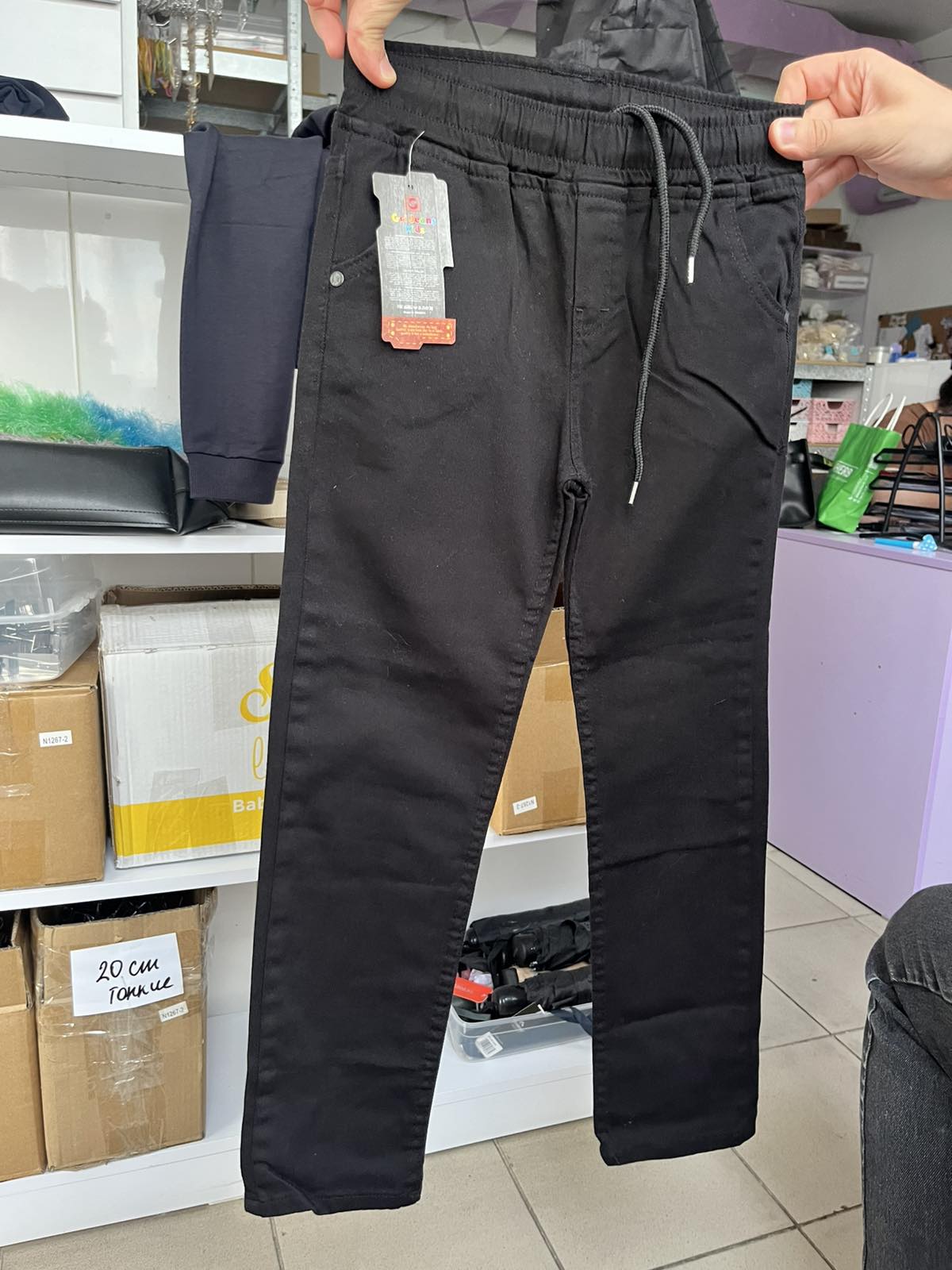 Pantaloni GABARDIN cu siret 6-10 ANI