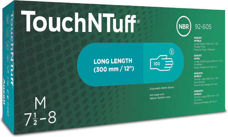 Одноразовые нитриловые перчатки Ansell 92-605 Touch N Tuff Одноразовые нитриловые перчатки Ansell 92-605 Touch N Tuff
