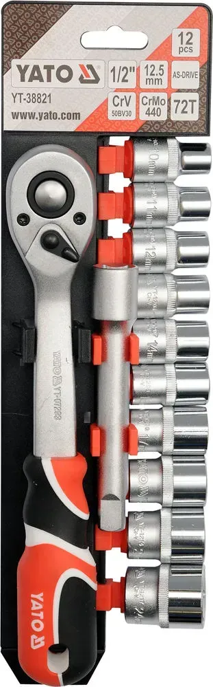 Набор головок с трещоткой Yato 1/2", 12 шт Набор головок с трещоткой Yato 1/2", 12 шт