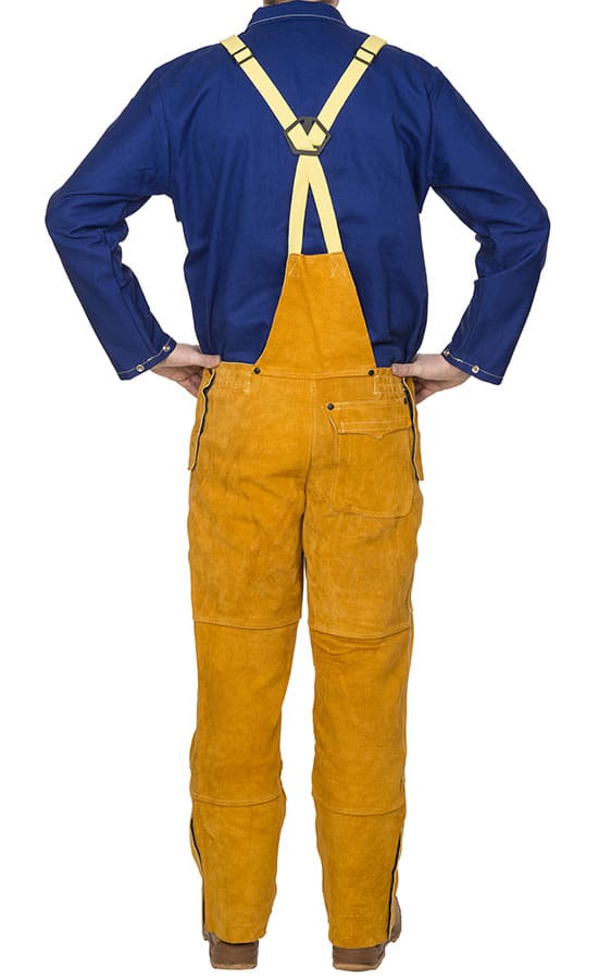 Сварочные брюки Golden Brown™44-2648 из воловьего спилка с защитой грудной клетки