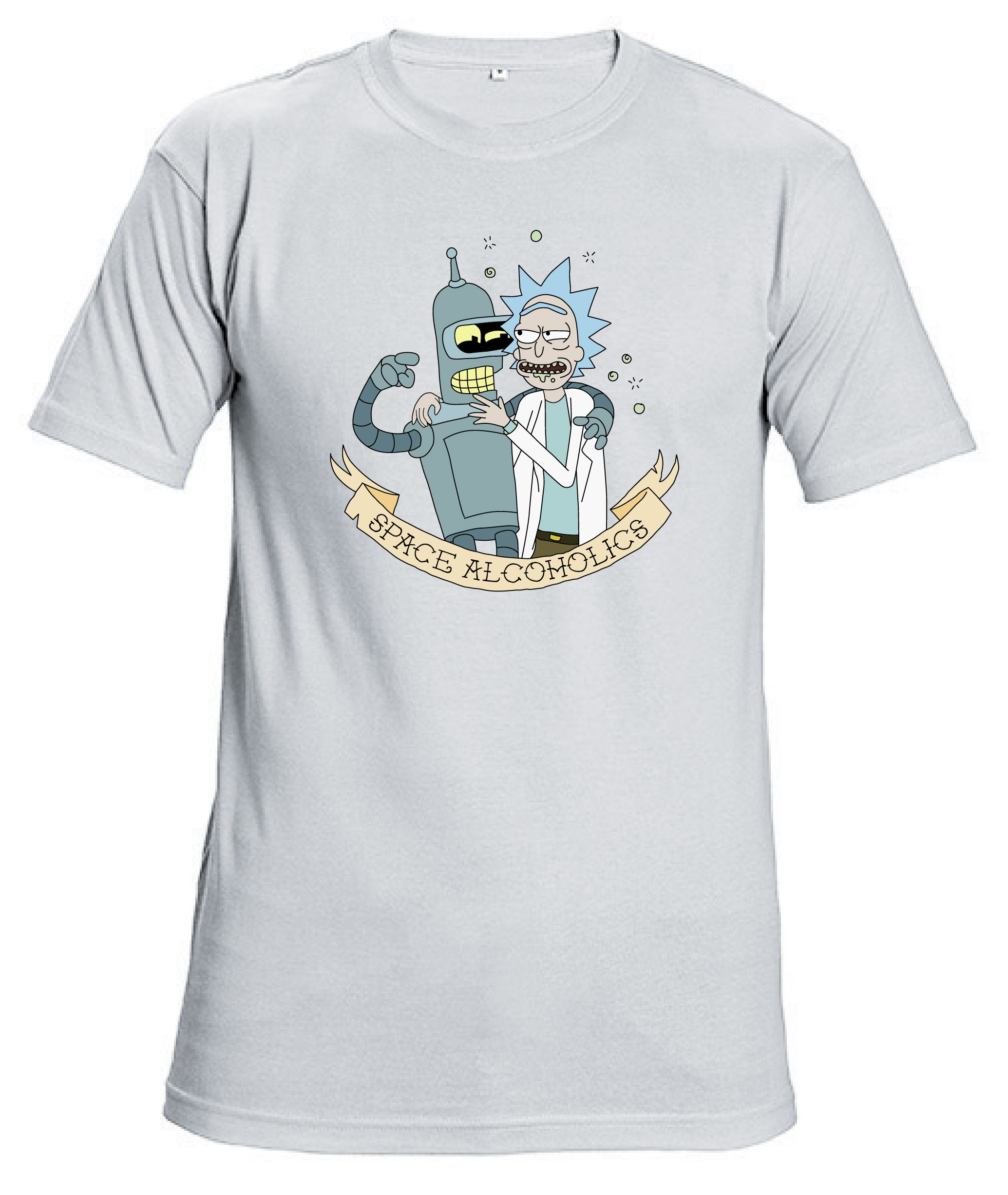 Футболка с принтом "Rick&Bender Space Alcoholics II" - Белая (White)