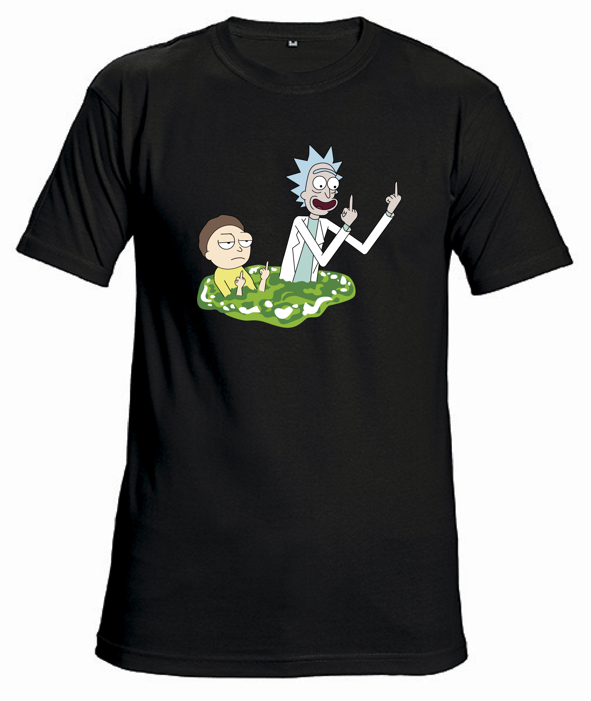 Футболка с принтом "Rick&Morty FY" - Черная (Black)