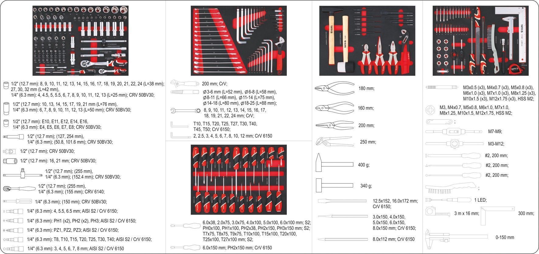 Ящик с инструментом Yato 211 ед.
