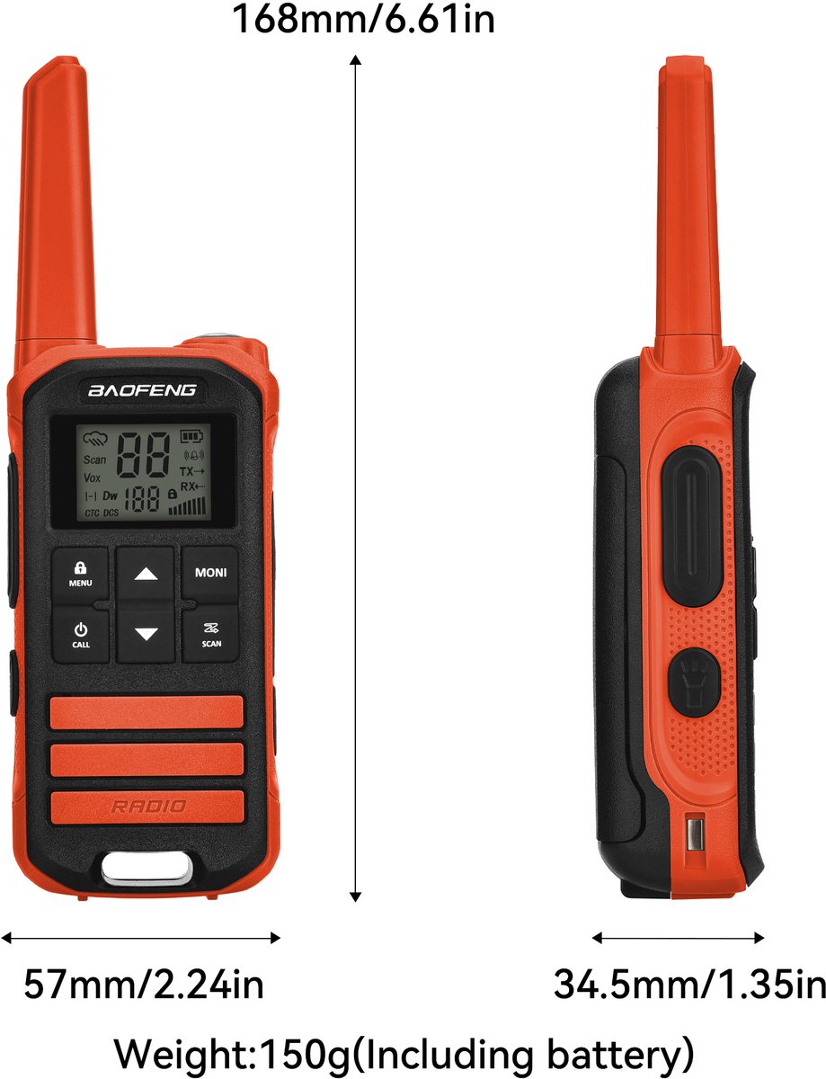 Рация Baofeng FR-22A - Красная (комплект 2 шт.)