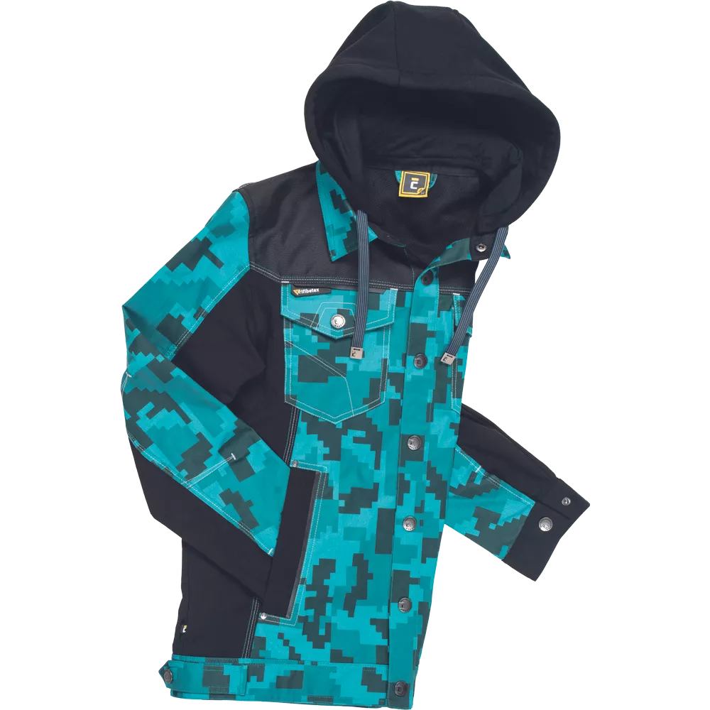 Куртка NEURUM CAMOUFLAGE с капюшоном - бирюзовая