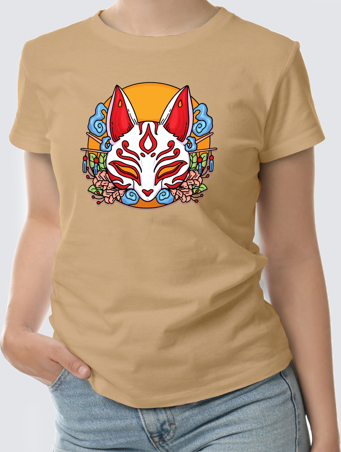 Футболка с Принтом "FOXY" (Beige)