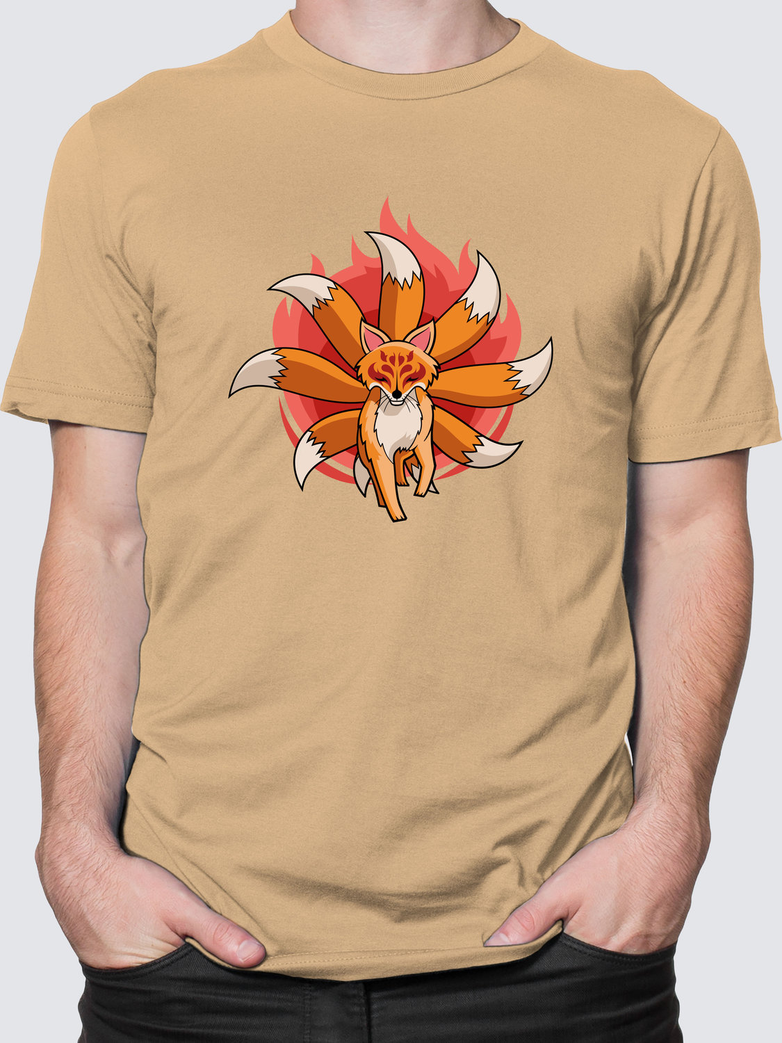 Футболка с Принтом "NARUTO FOX" (Beige)