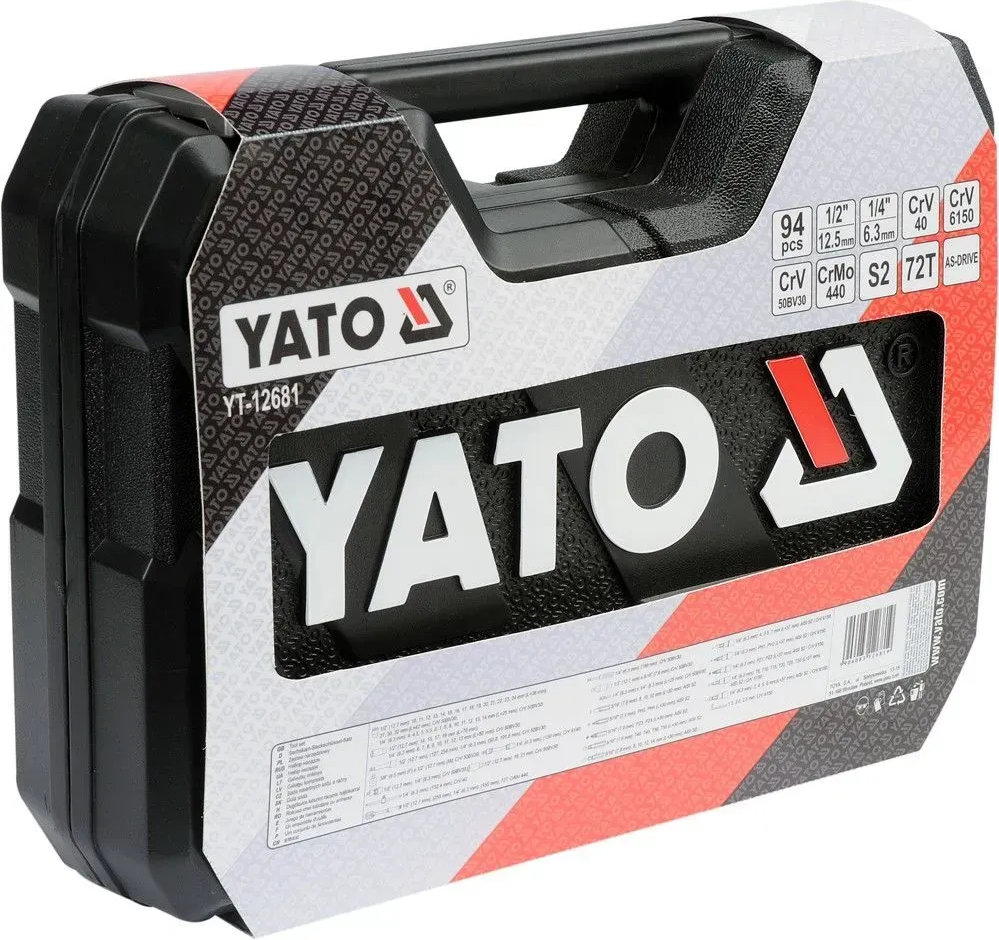 Набор головок с трещоткой Yato 1/2 '' и 1/4", 94 шт Набор головок с трещоткой Yato 1/2 '' и 1/4", 94 шт