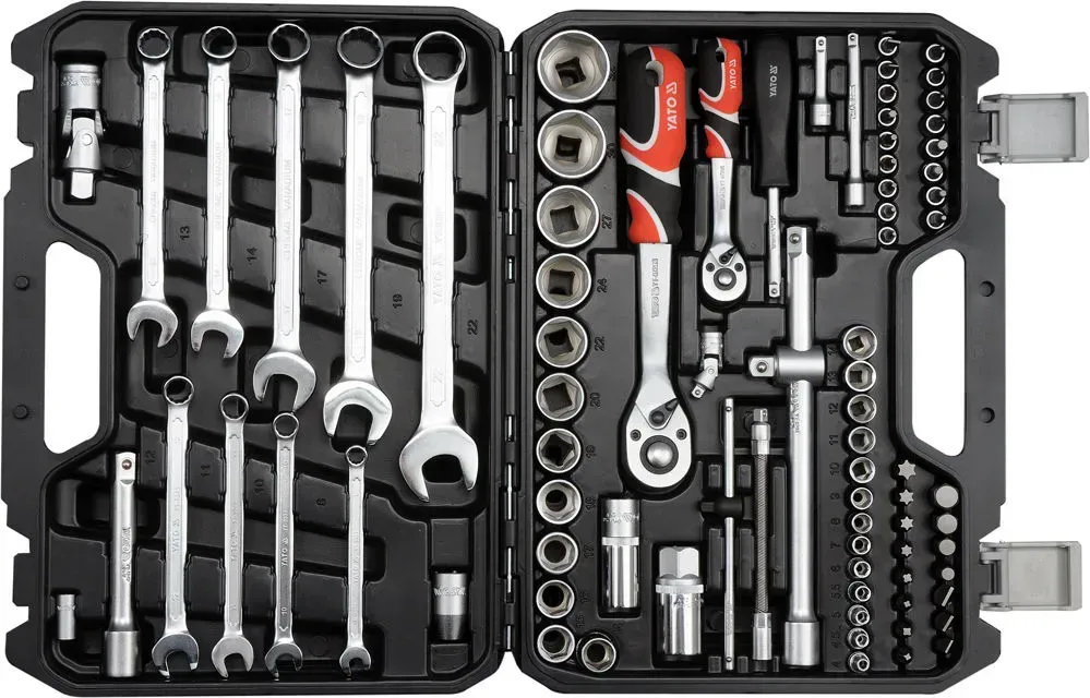Набор головок с трещоткой YATO 1/4 ", 3/8", 1/2", 82 шт