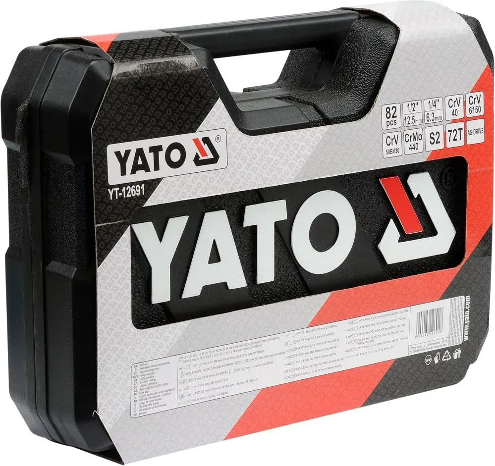 Набор головок с трещоткой YATO 1/4 ", 3/8", 1/2", 82 шт