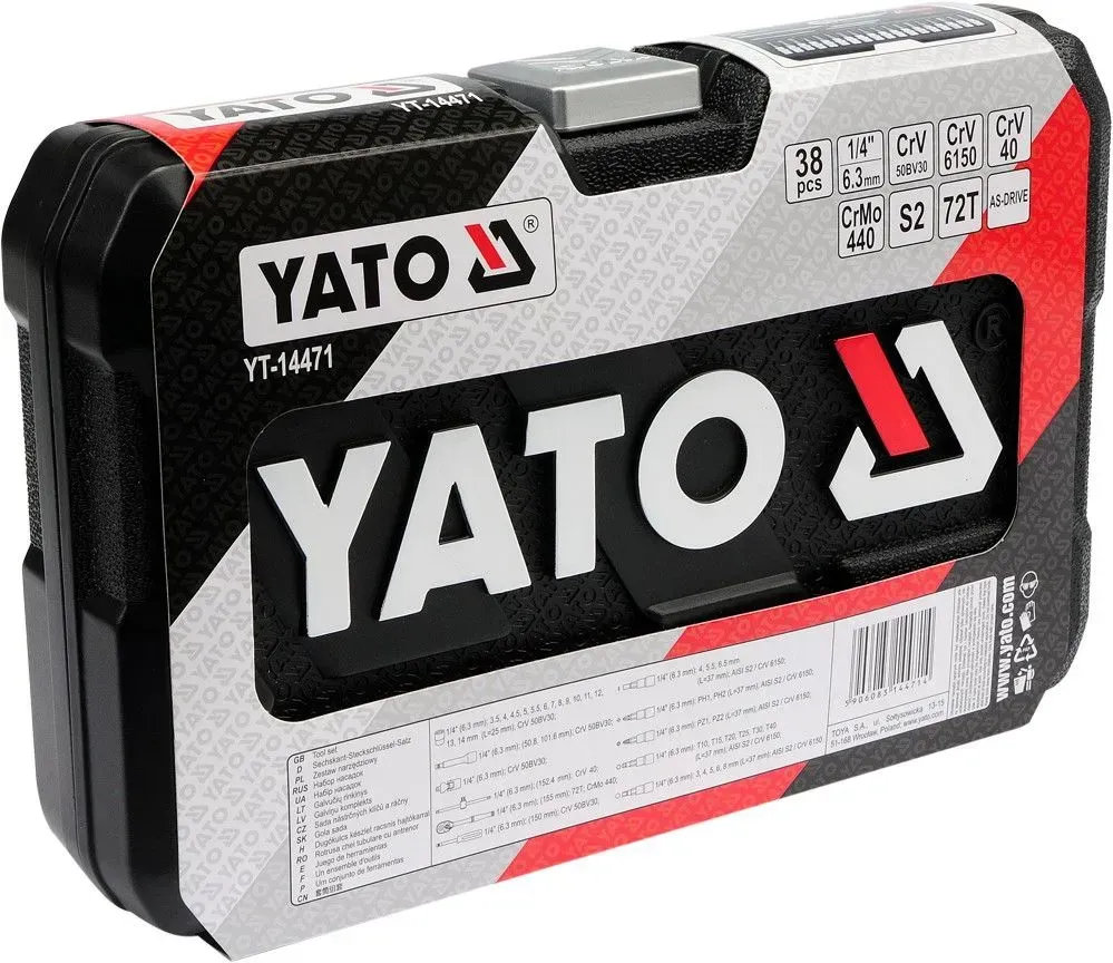 Набор головок с трещоткой Yato 1/4" 38 шт
