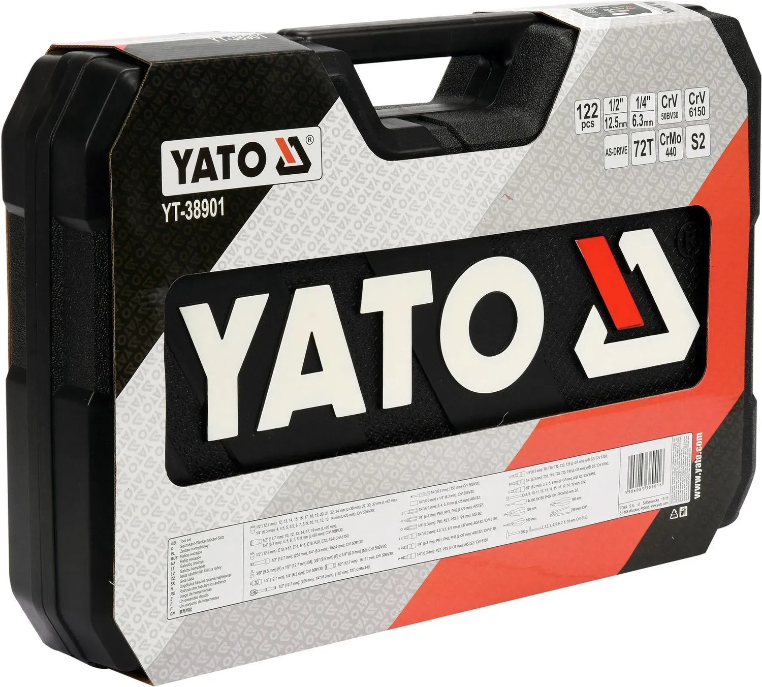 Профессиональный набор инструментов Yato 1/2", 1/4", 3/8", 122 шт