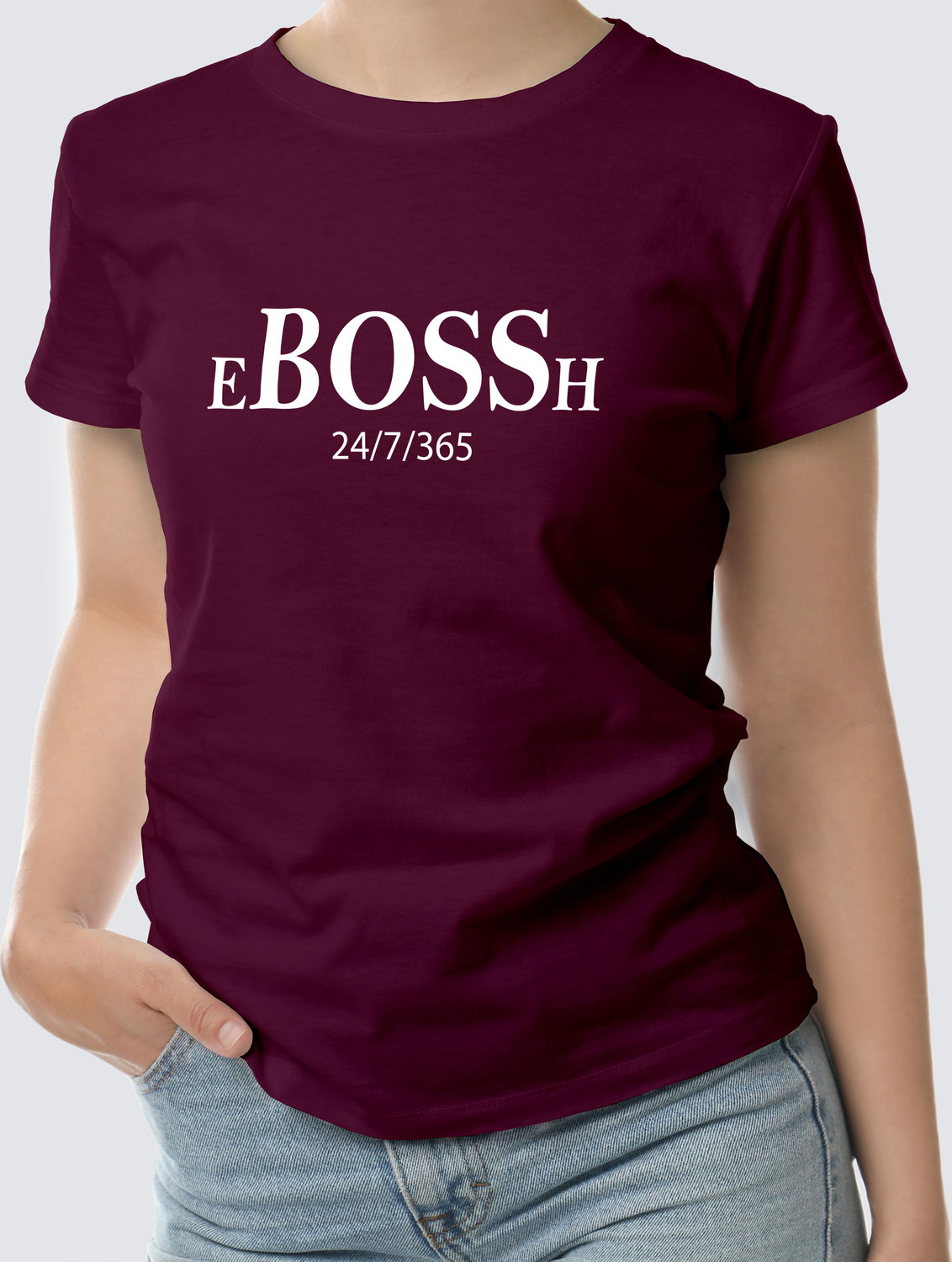 Футболка с Принтом "BOSSH" (Burgundy)
