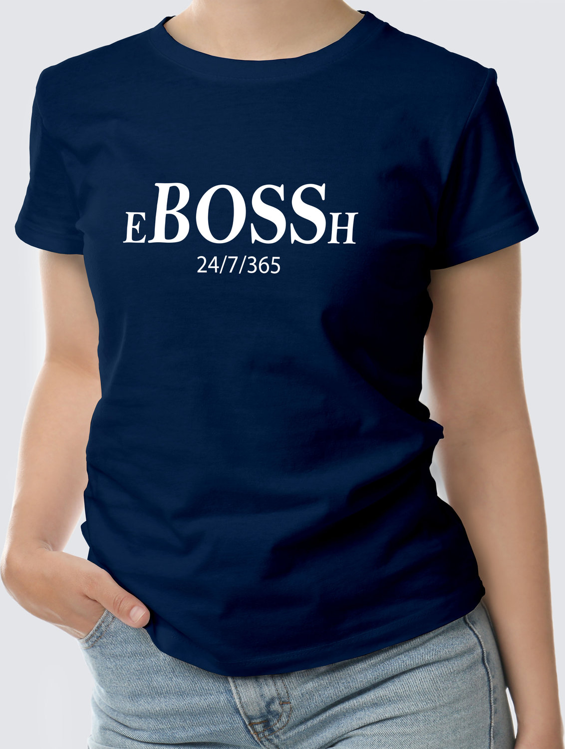 Футболка с Принтом "BOSSH" (Navy)