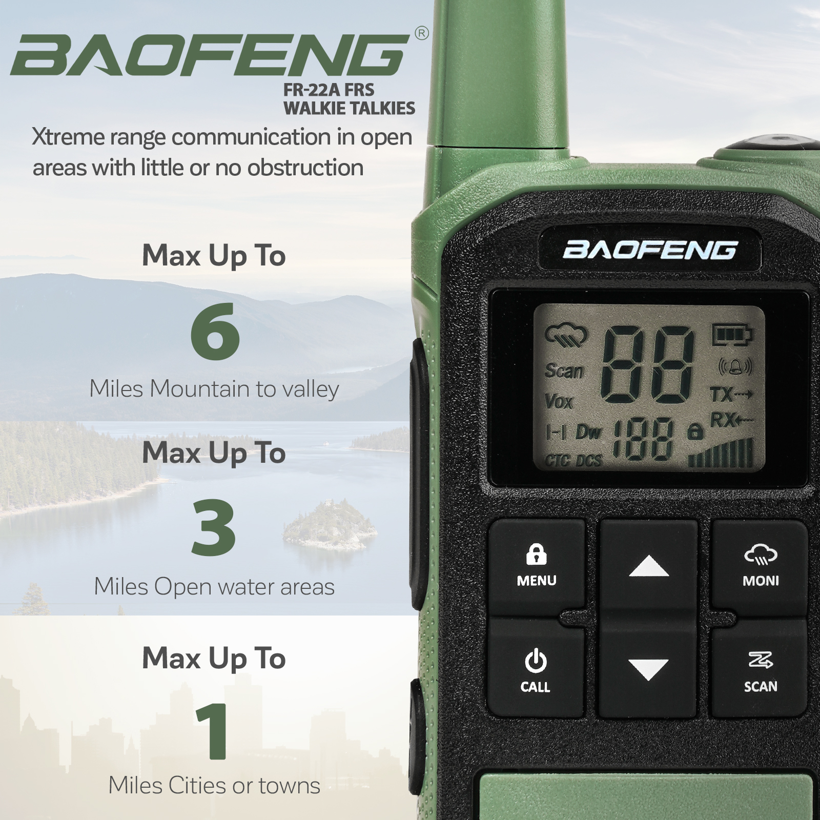 Рация Baofeng FR-22A - Зеленая (комплект 2 шт.)