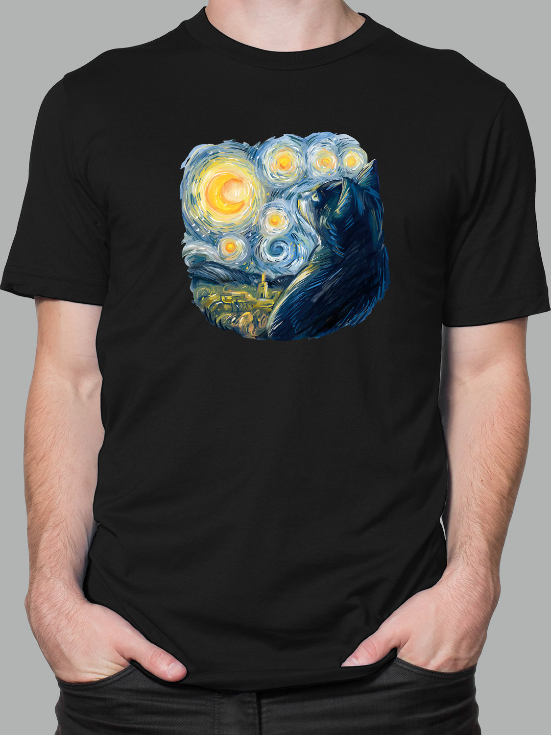 Футболка с принтом Van gogh cat