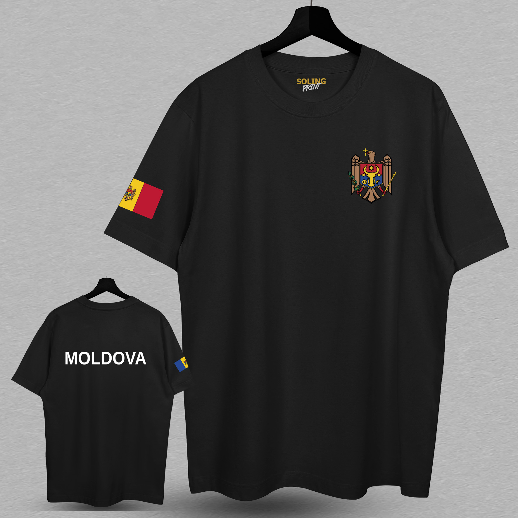 Футболка с принтом Moldova(drapel, stema)