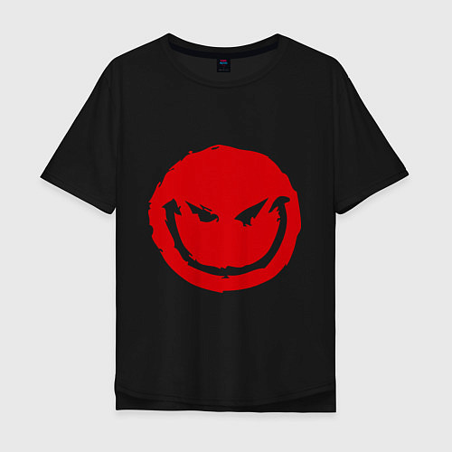 Футболка с принтом (Смайл - Angry) - Черная (Black)