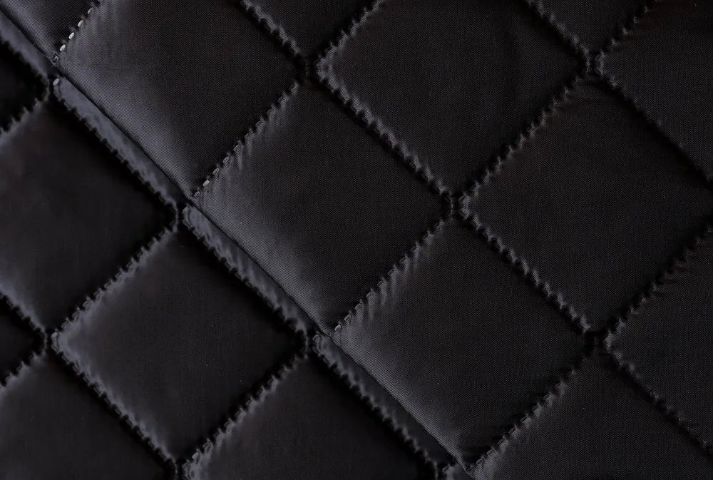 Q4. Quilted fabric (U/Sonic), 1-sided Black #1 (Taffeta + Wadding (UltraSonic) | Plain 1/1) Q4. Quilted fabric (U/Sonic), 1-sided Black #1 (Taffeta + Wadding (UltraSonic) | Plain 1/1)