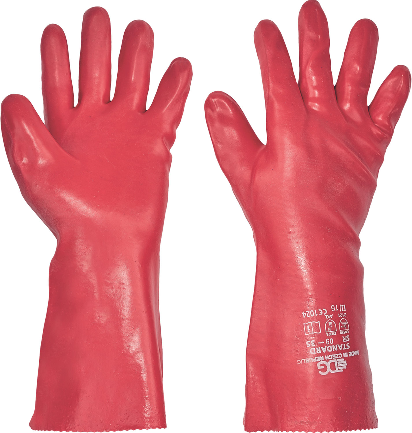 Химически стойкие перчатки STANDARD PVC 35 cm - Красный
