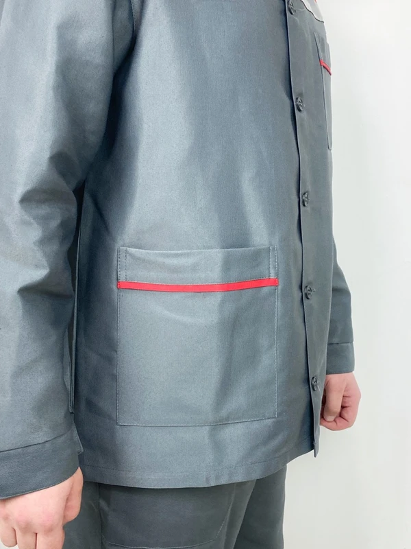 Костюм 041 (куртка + брюки) - серый с красным