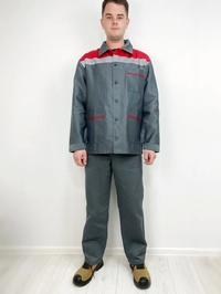 Костюм 041 (куртка + брюки) - серый с красным