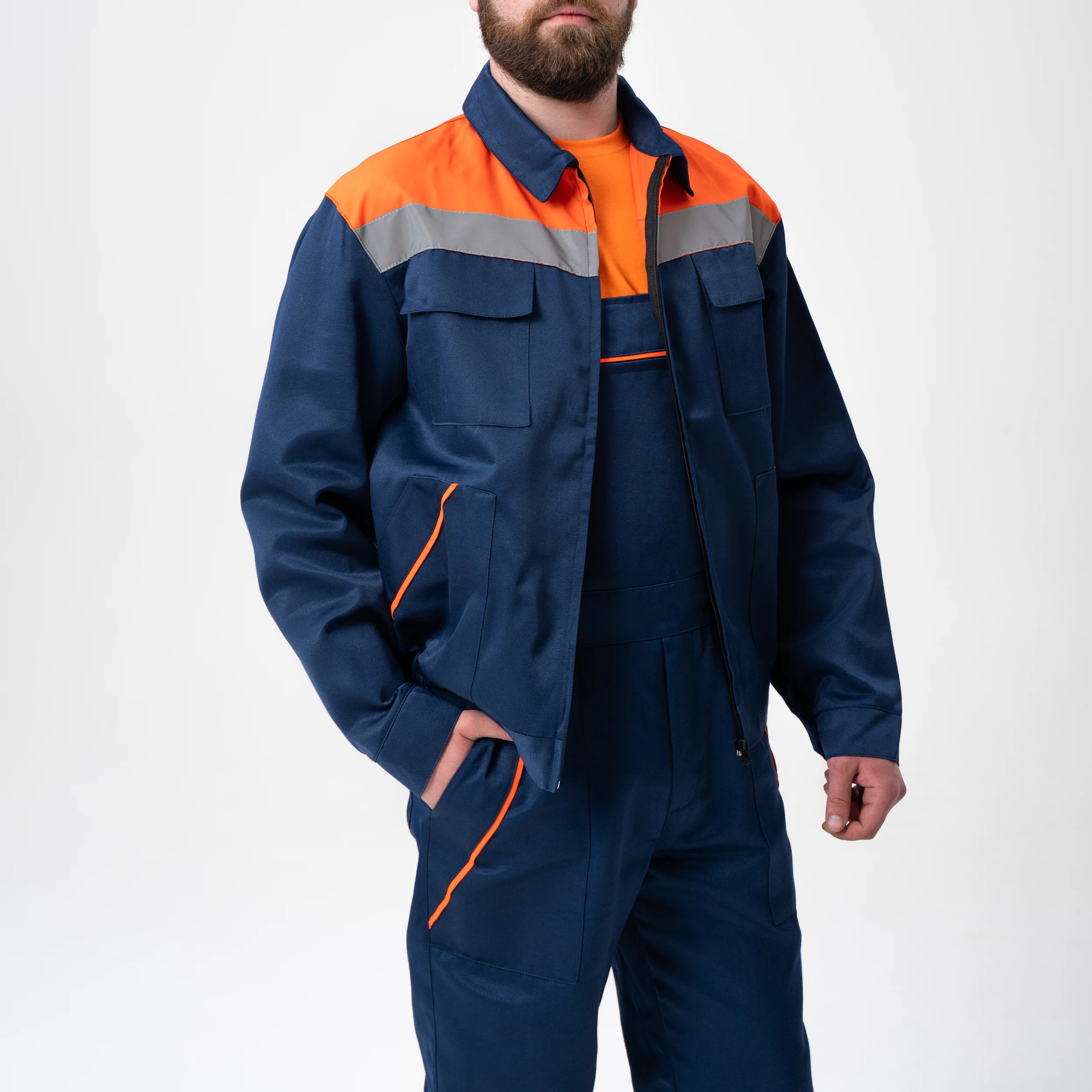 Костюм темно-синий 001 (куртка+полукомбинезон)